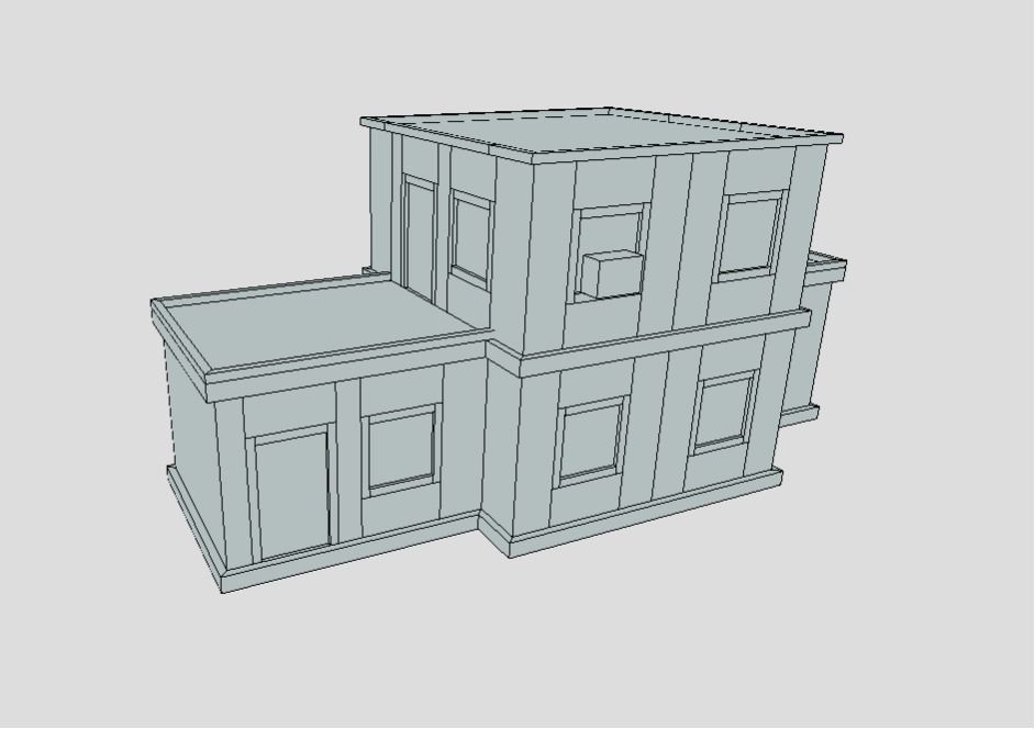 Building 1 house Low-poly 3D model_4