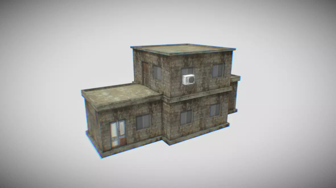 Building 1 house Low-poly 3D model_0