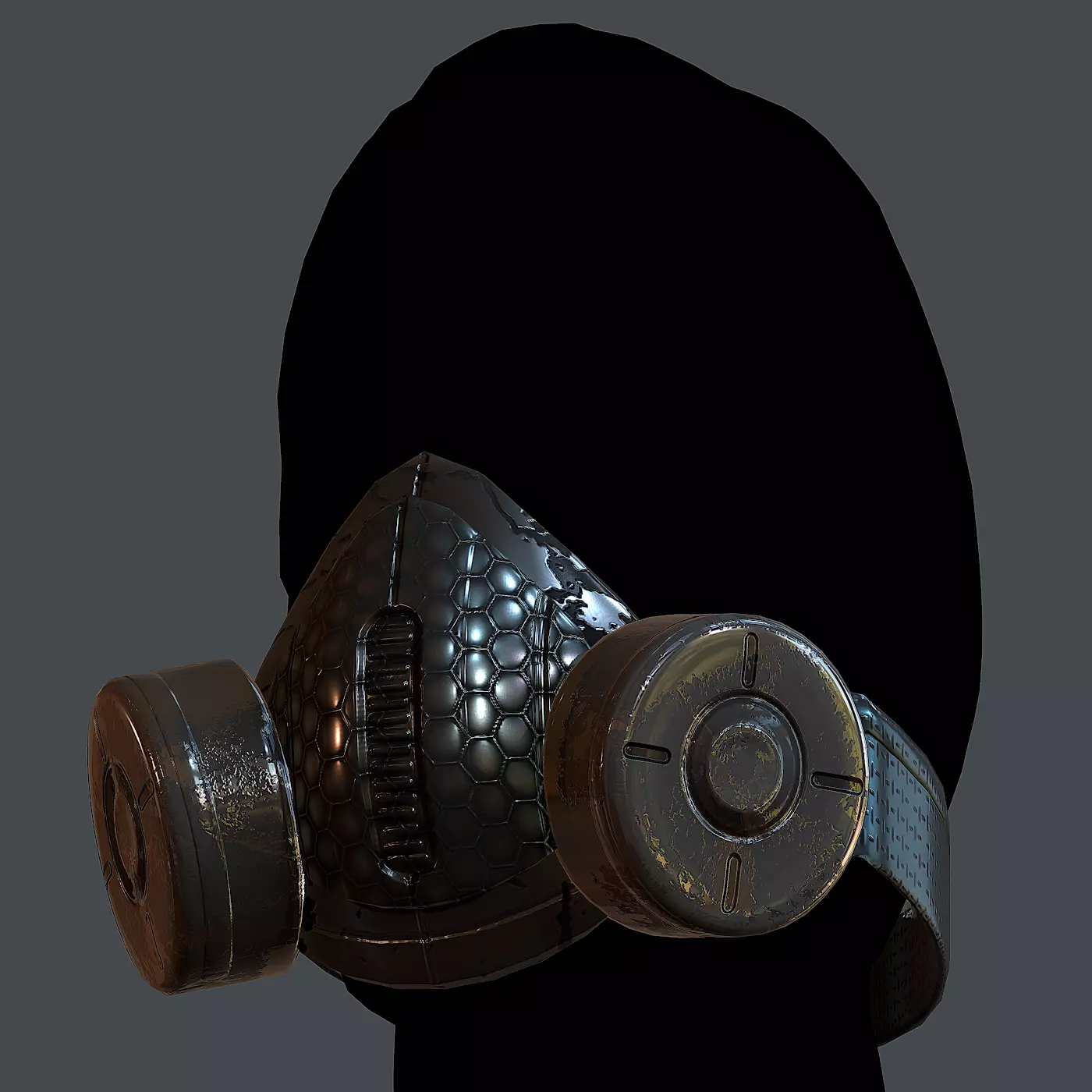 Gas mask helmet 3d model scifi Low-poly Low-poly 3D model Low-poly 3D model_0