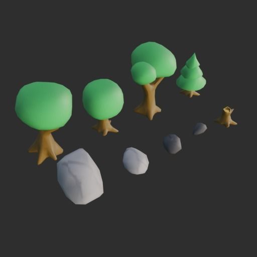 Low poly stylized trees pack Low-poly 3D model_2