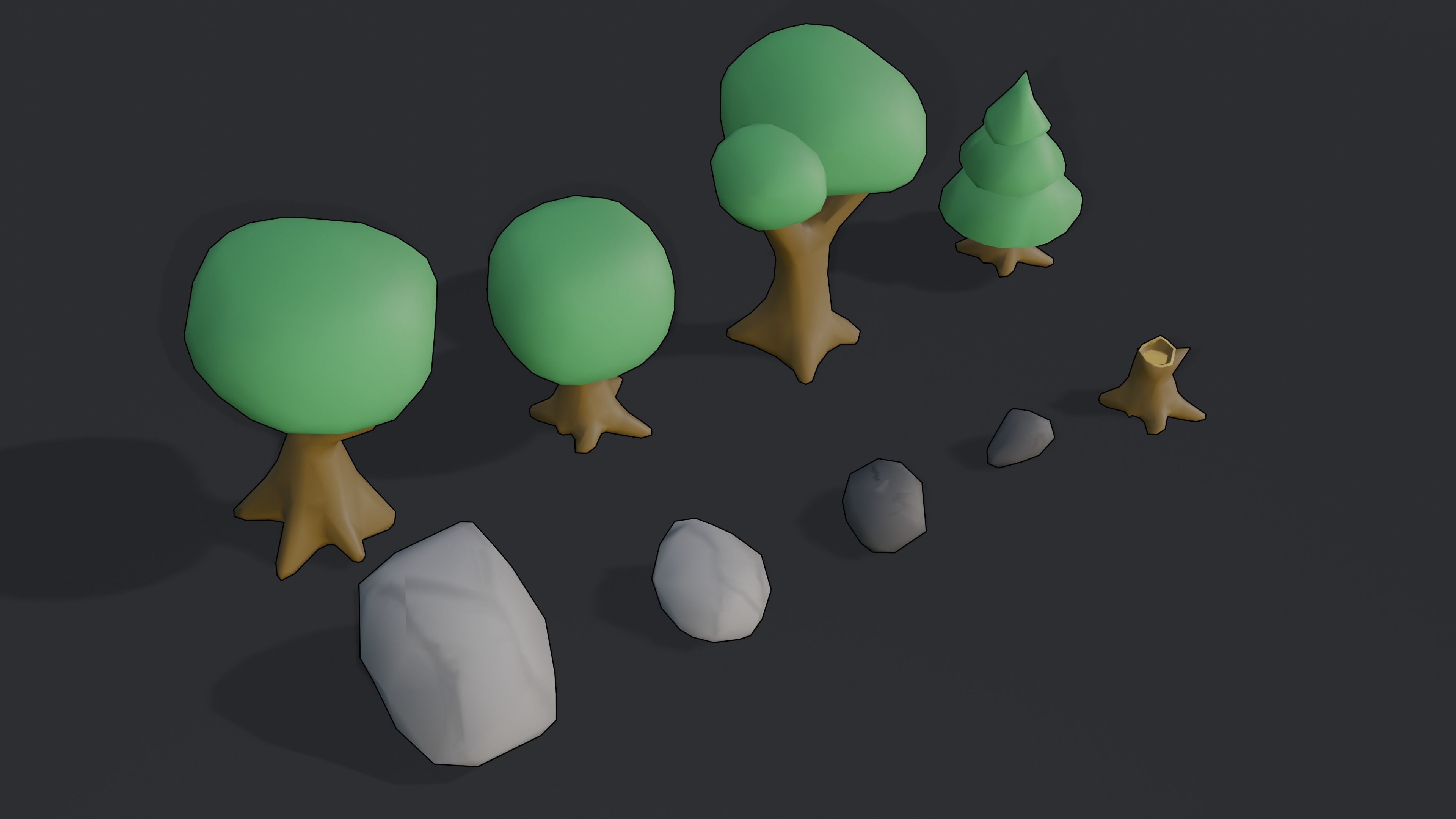 Low poly stylized trees pack Low-poly 3D model_1