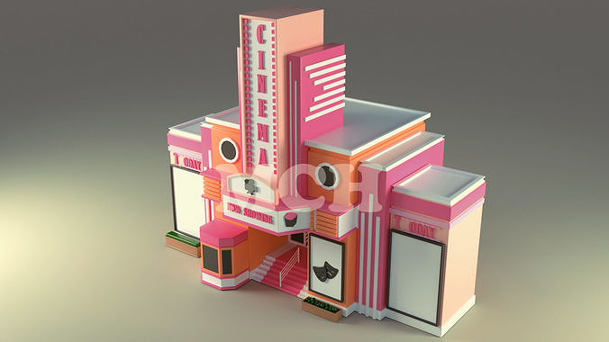 Cinema movie theater Low-poly 3D model