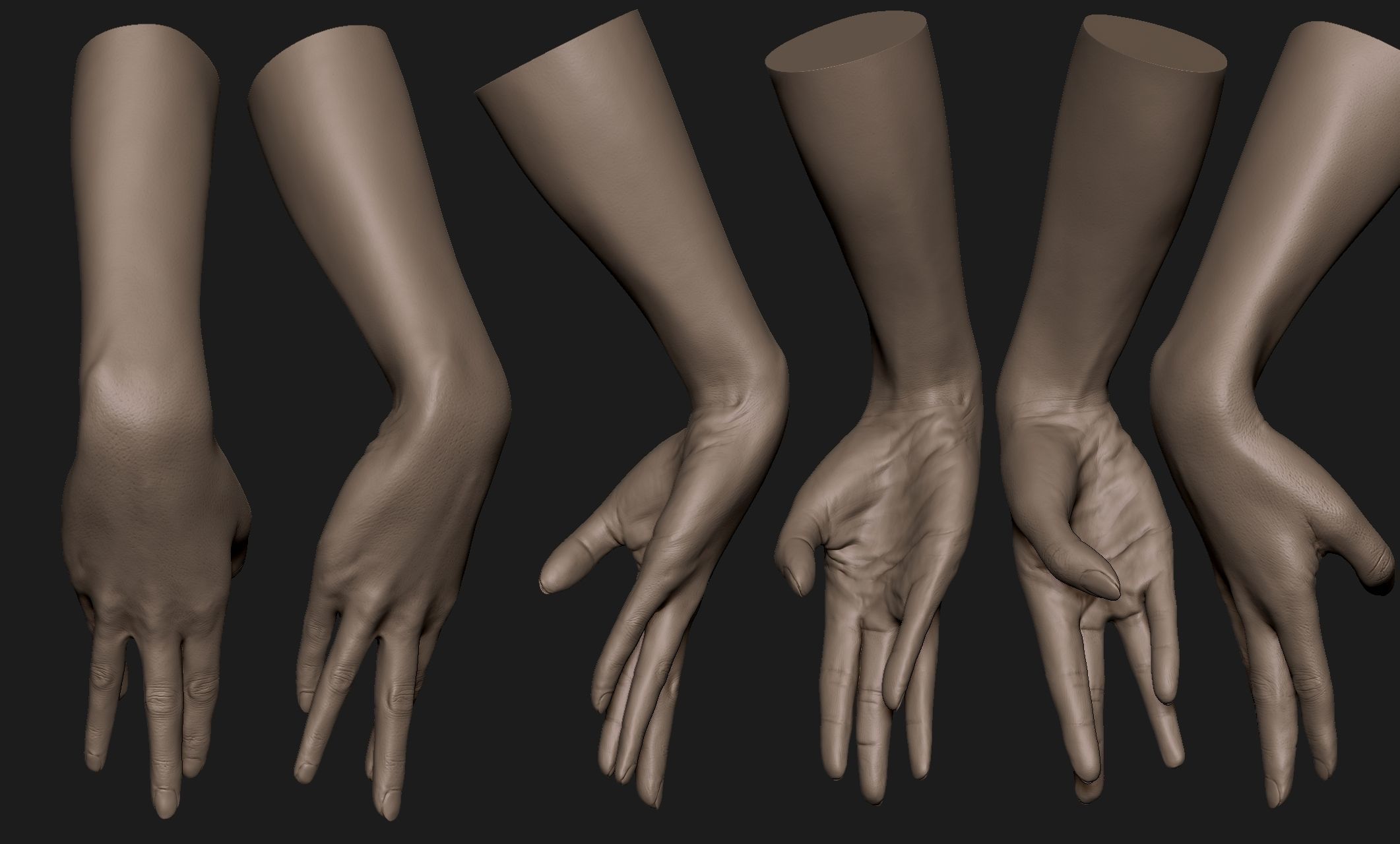 Realistic Female Hand Sculpt 3 3D model_7