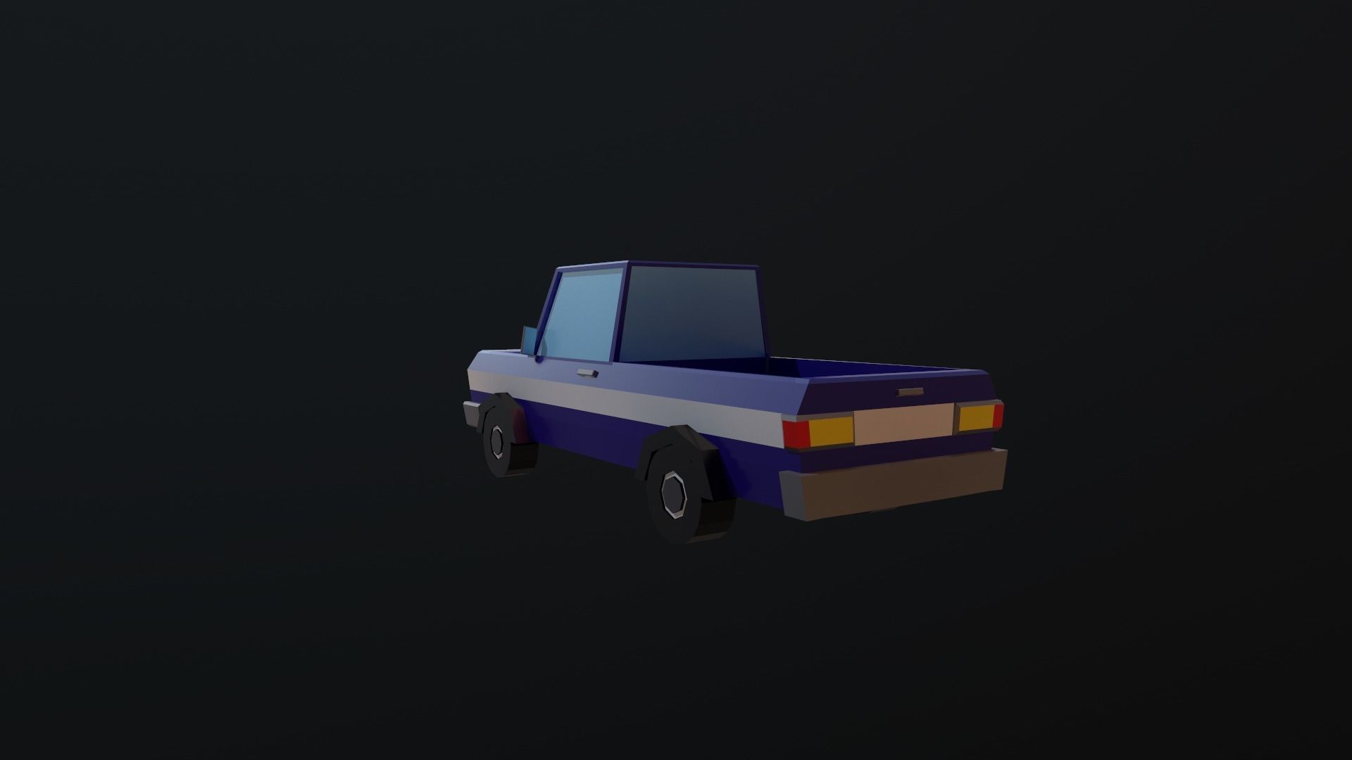 Pickup truck Low-poly 3D model_3