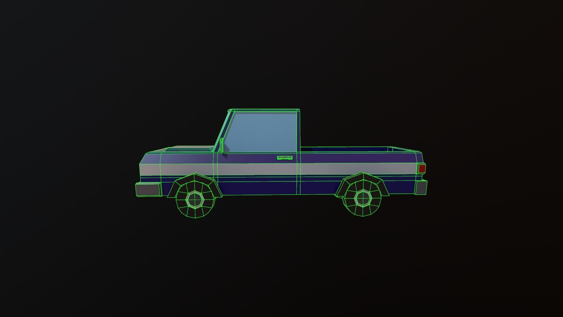 Pickup truck Low-poly 3D model_11
