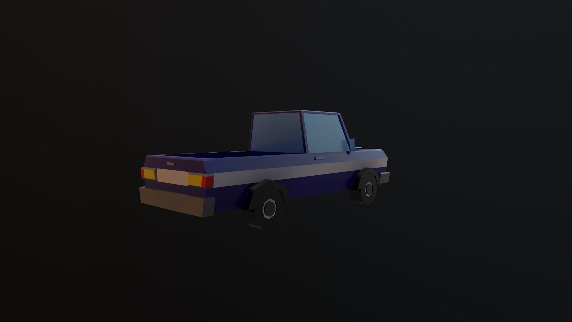Pickup truck Low-poly 3D model_5