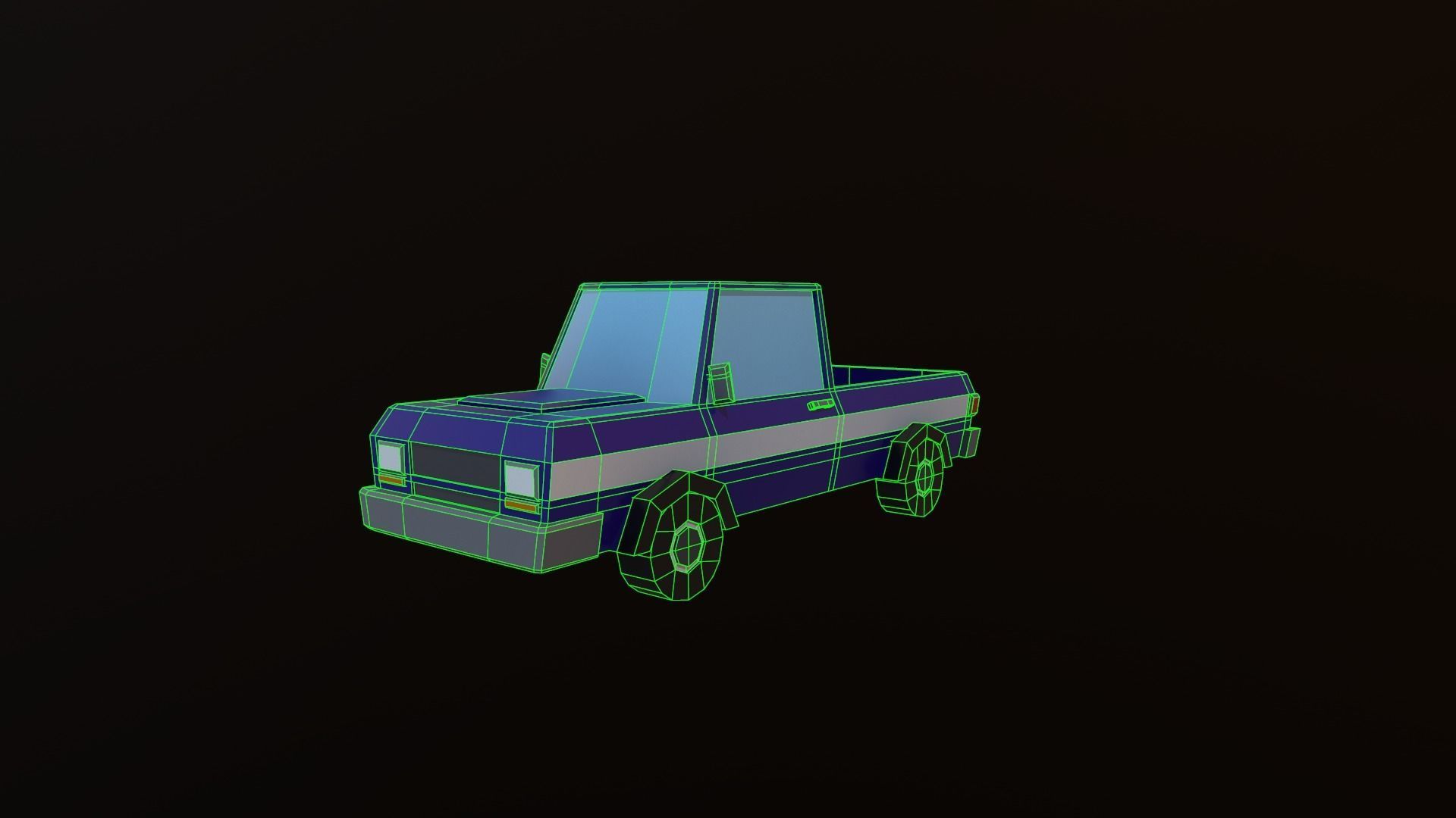Pickup truck Low-poly 3D model_10