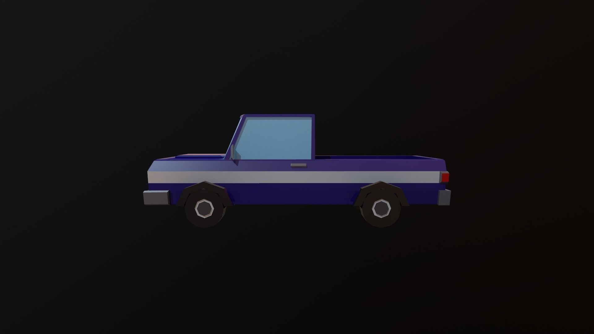 Pickup truck Low-poly 3D model_2