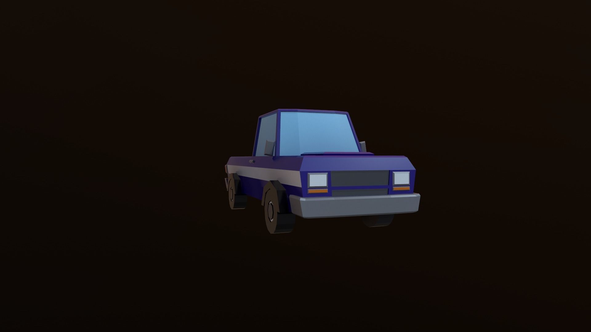 Pickup truck Low-poly 3D model_7