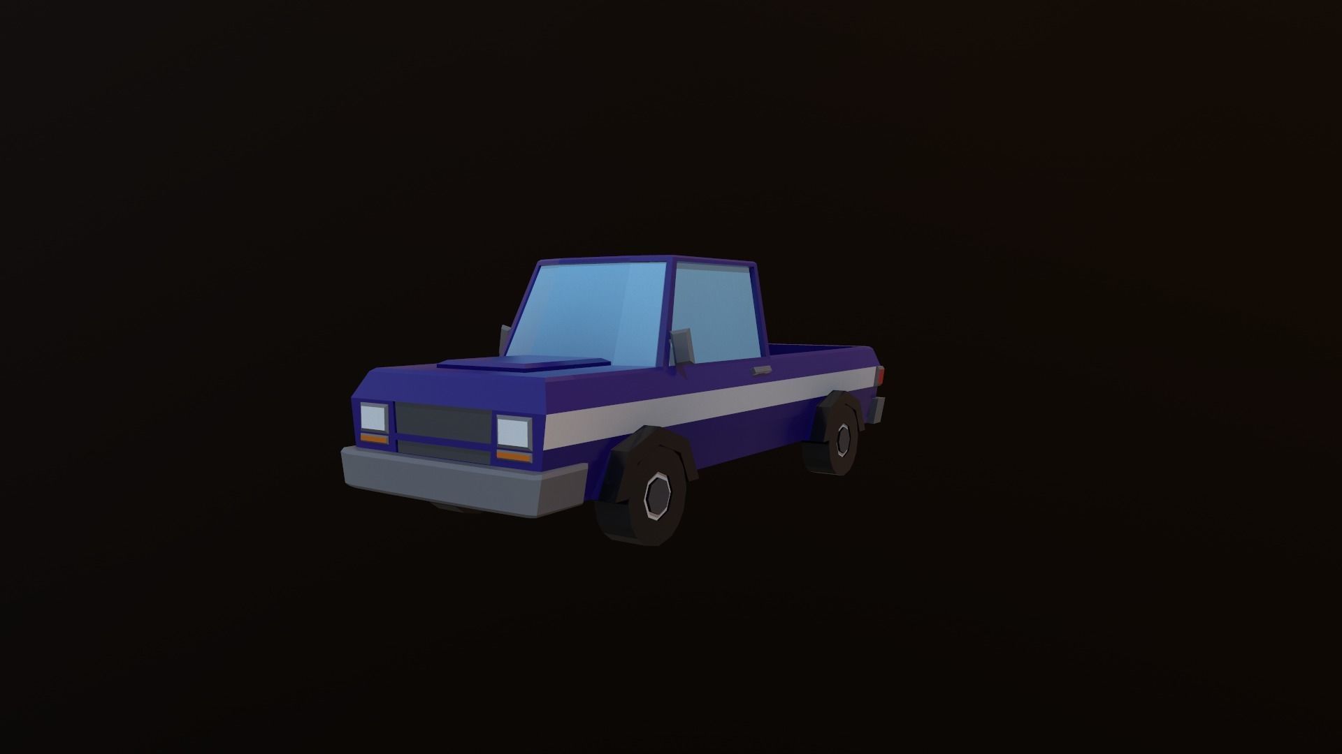 Pickup truck Low-poly 3D model_1