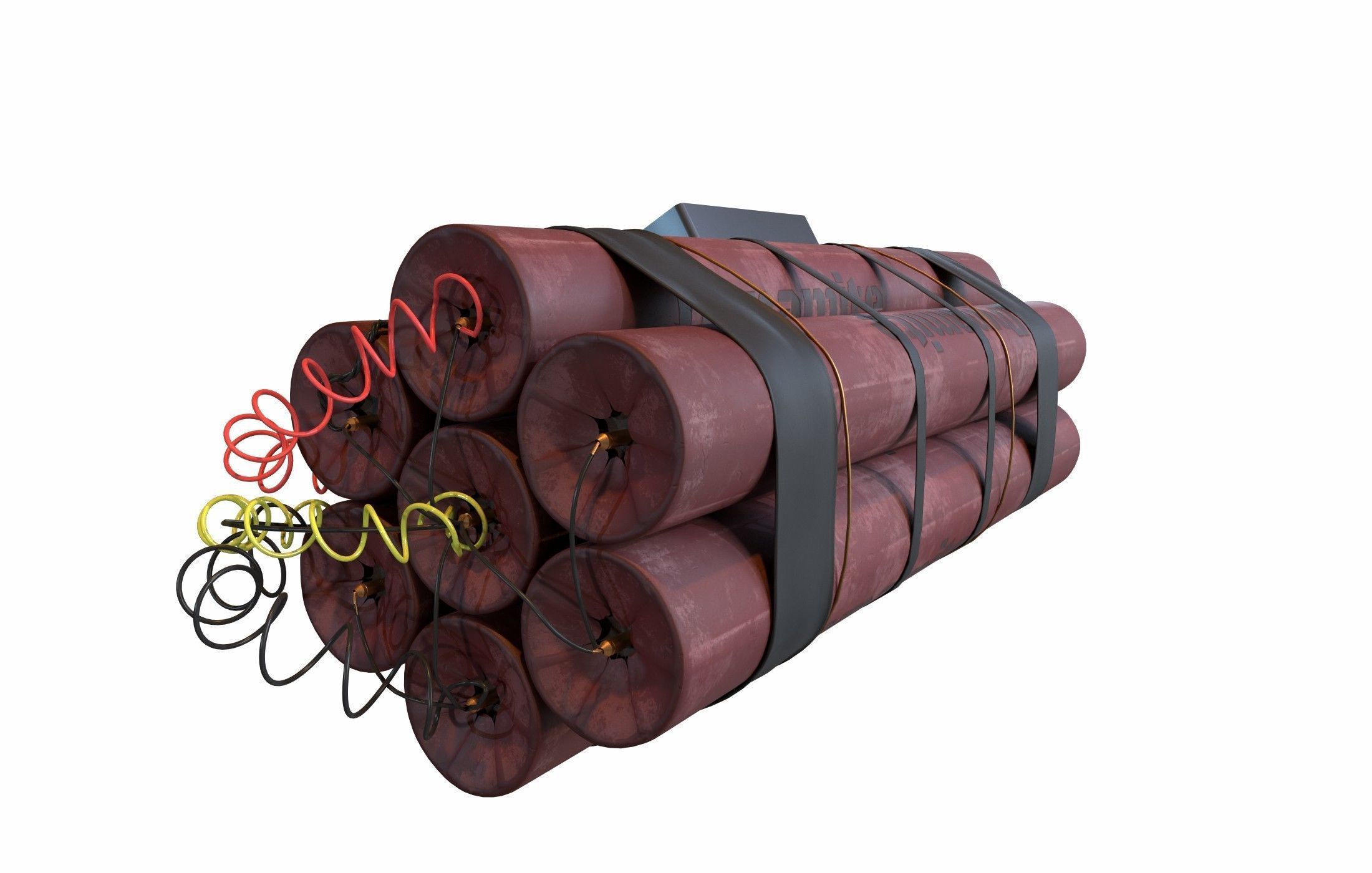 dynamite electronic bomb with wires and clock 3D model_6