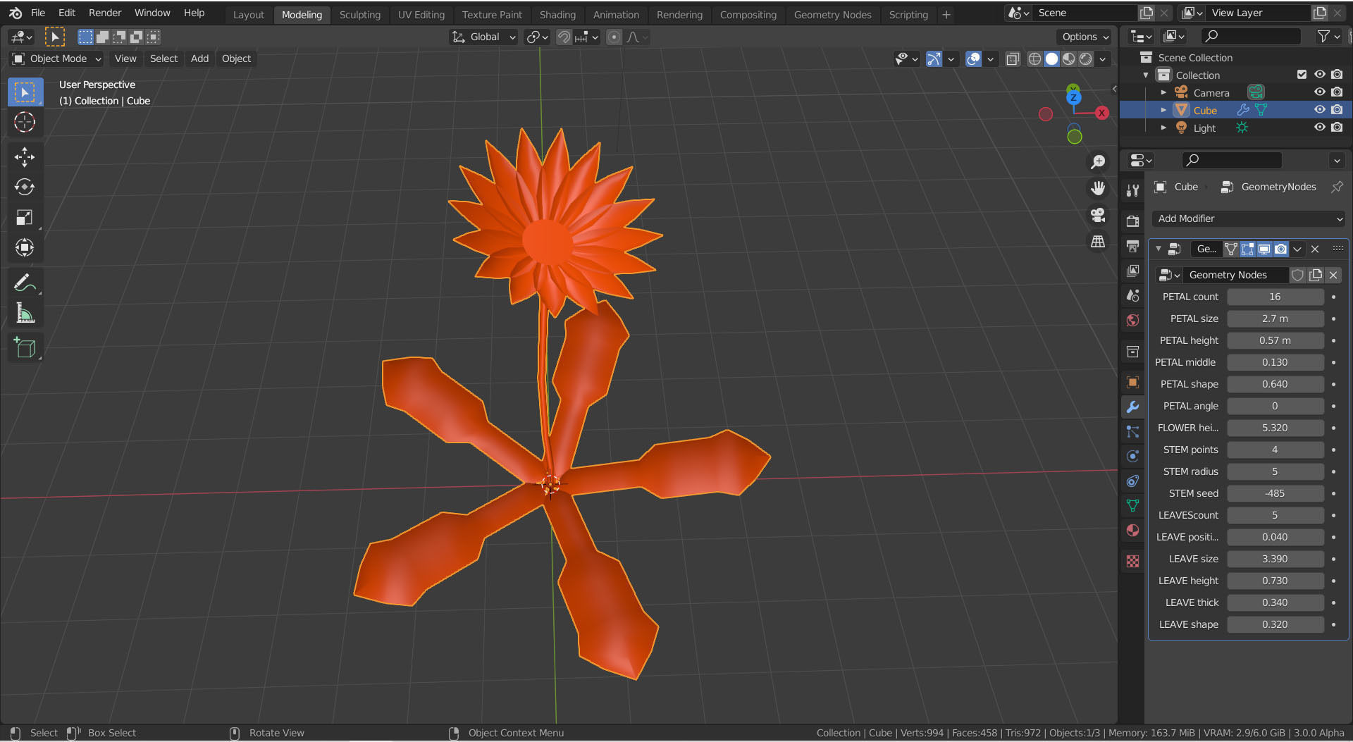 Magic Flower - Geometry Nodes Free low-poly 3D model_3