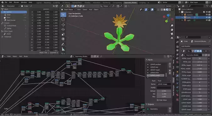 Magic Flower - Geometry Nodes Free low-poly 3D model