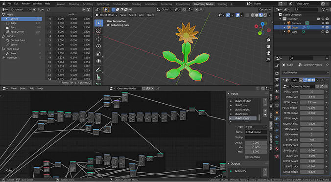 Magic Flower - Geometry Nodes Free low-poly 3D model