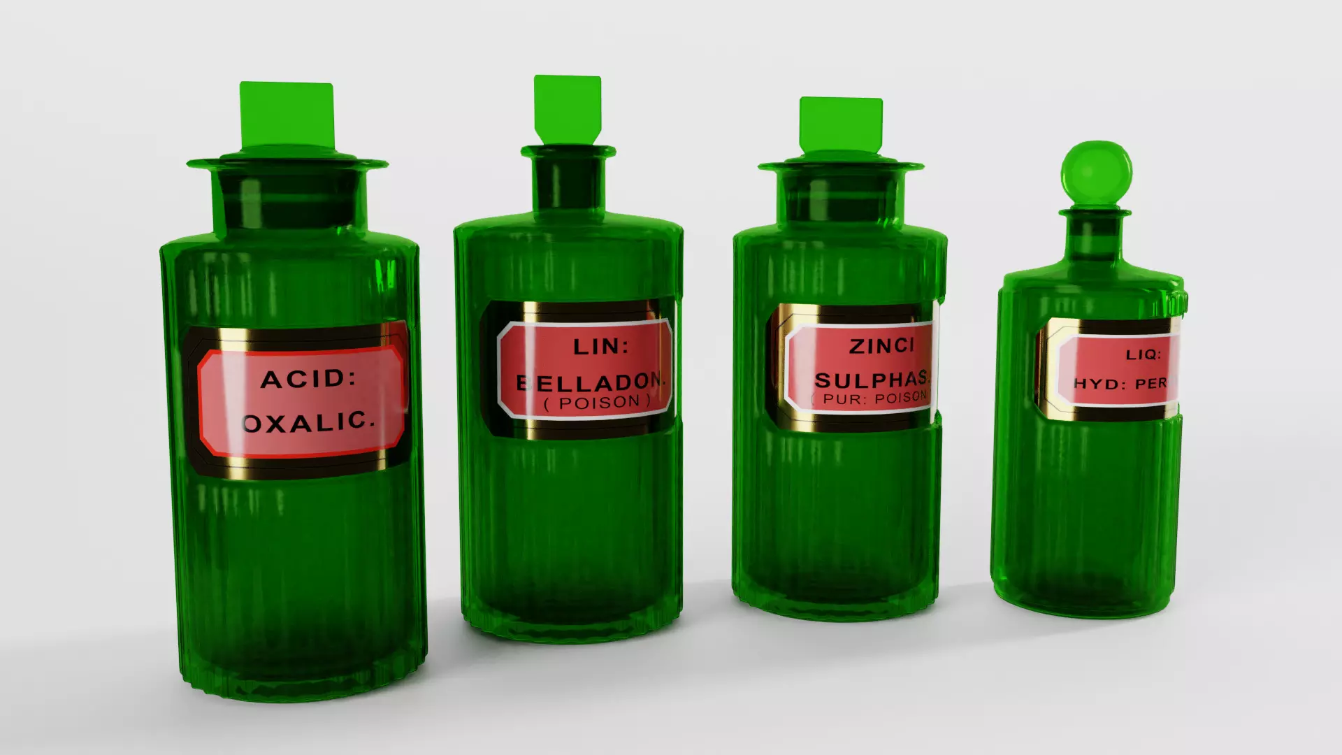 Antique Victorian Apothecary Bottles 3D Model Collection_0