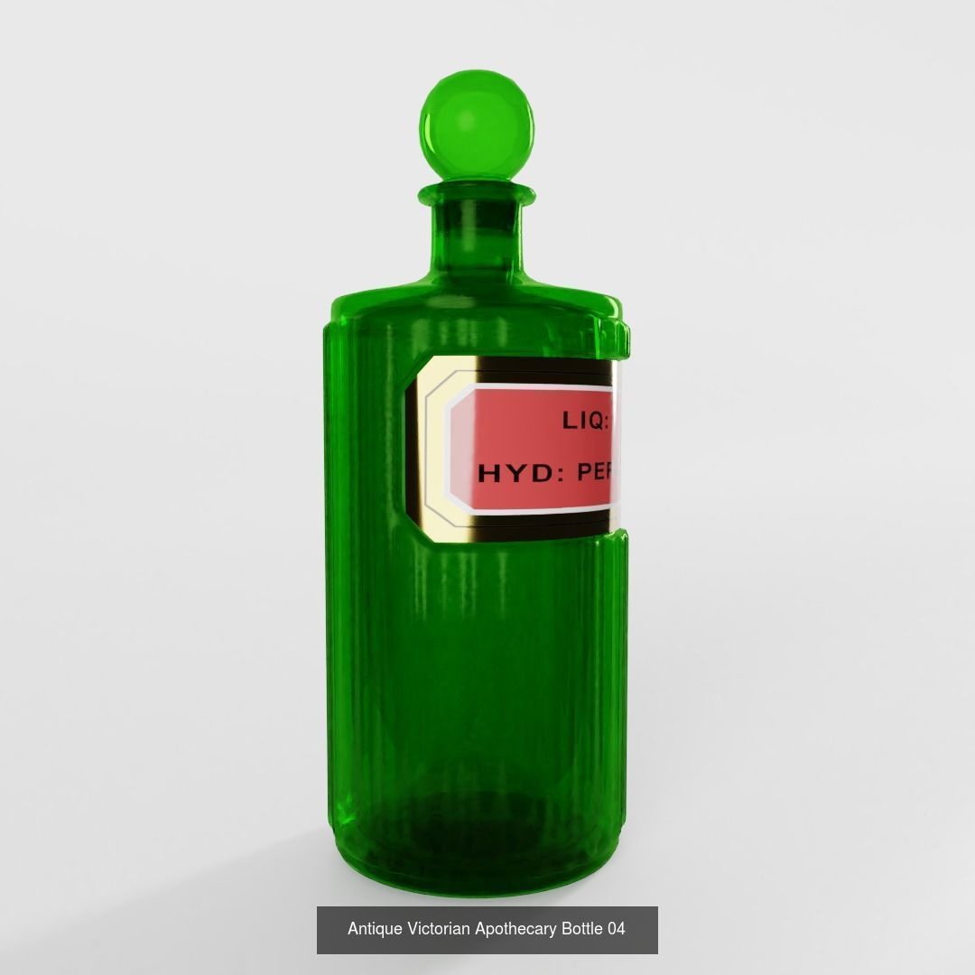Antique Victorian Apothecary Bottles 3D Model Collection_5