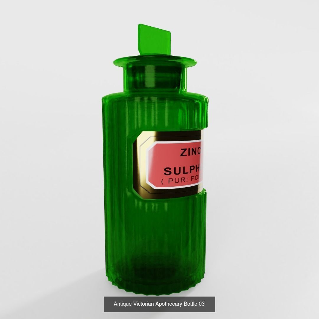 Antique Victorian Apothecary Bottles 3D Model Collection_4