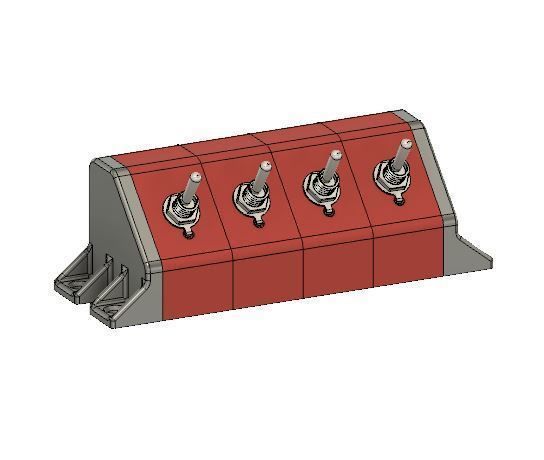 Toggle Switch Brackets 45 Degree 1-4 holes for switches 3D print model_11