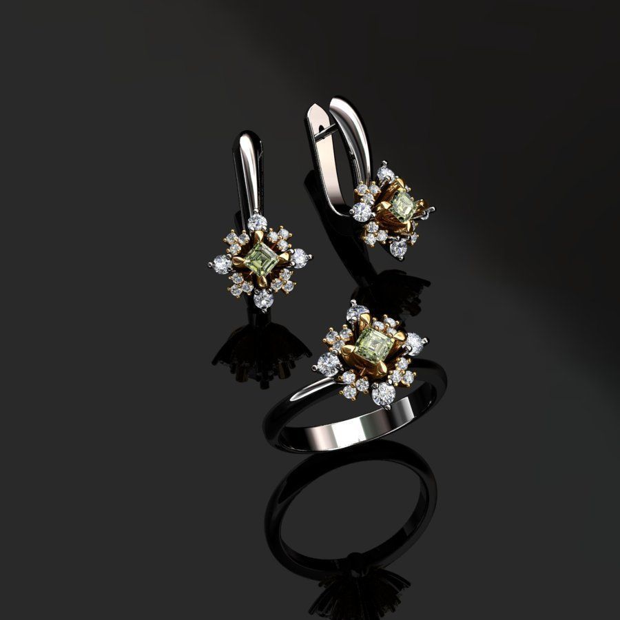 Ring and Earrings  3D print model_3