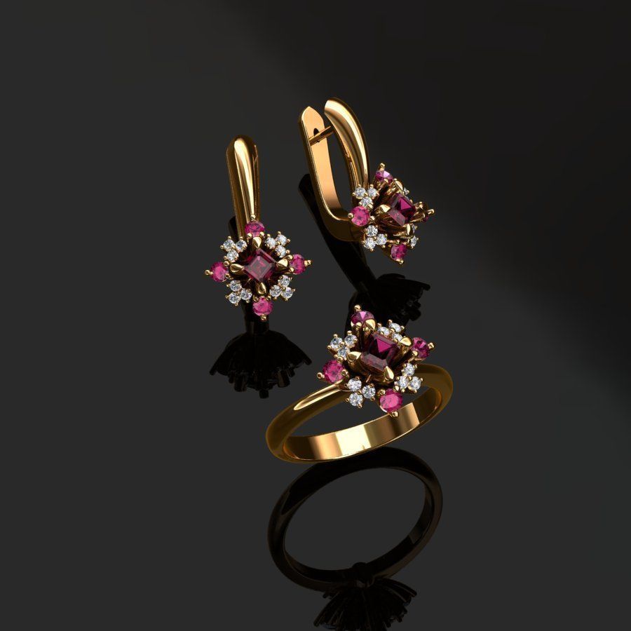 Ring and Earrings  3D print model_6