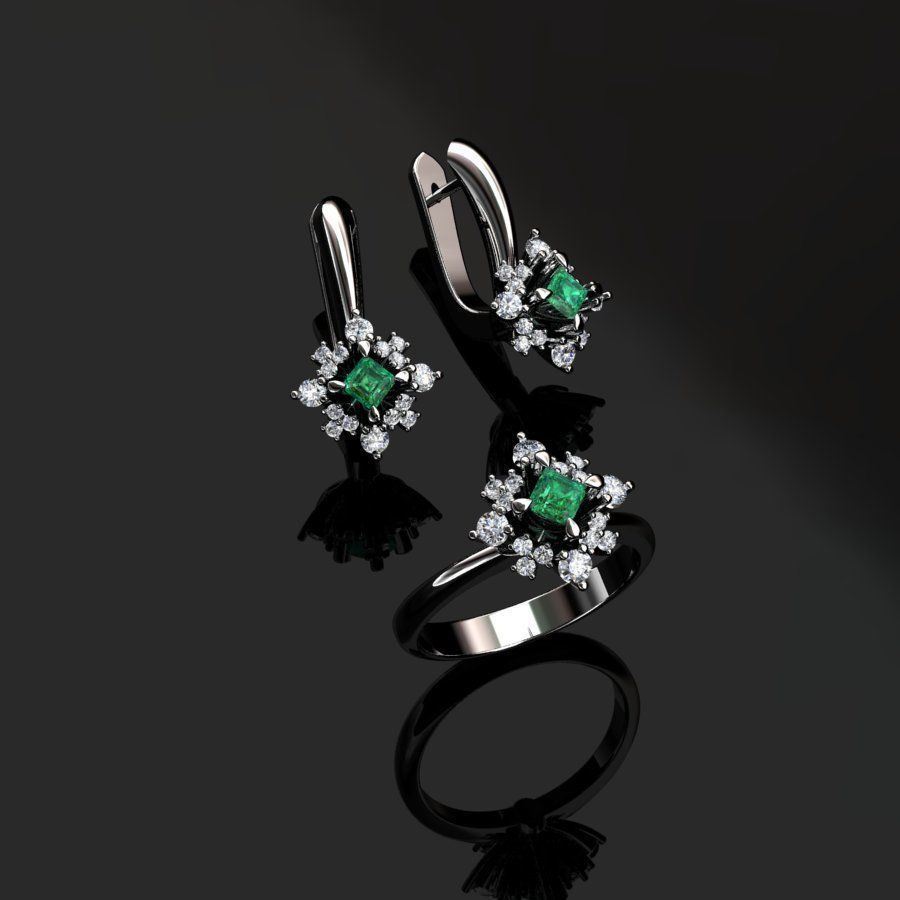 Ring and Earrings  3D print model_4