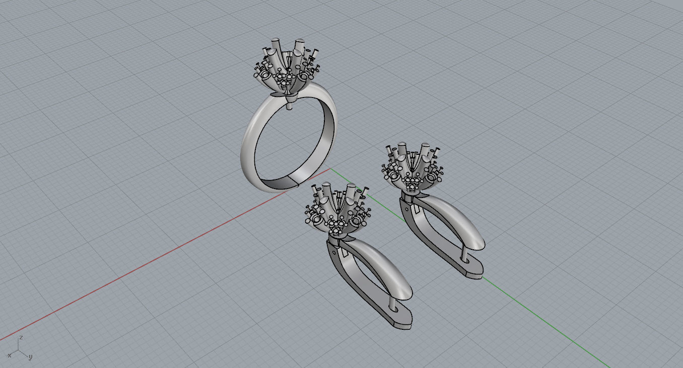 Ring and Earrings  3D print model_12