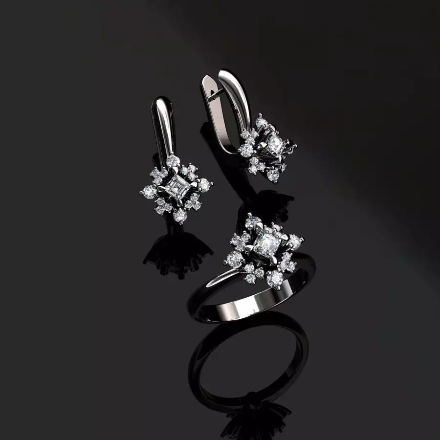 Ring and Earrings  3D print model_0