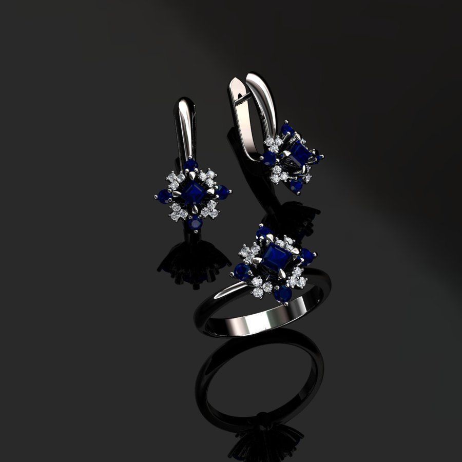 Ring and Earrings  3D print model_7