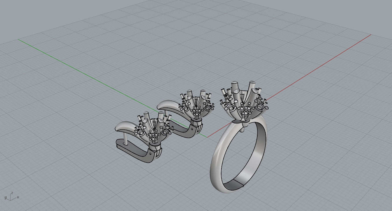Ring and Earrings  3D print model_14