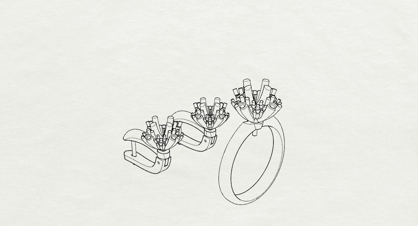 Ring and Earrings  3D print model_21