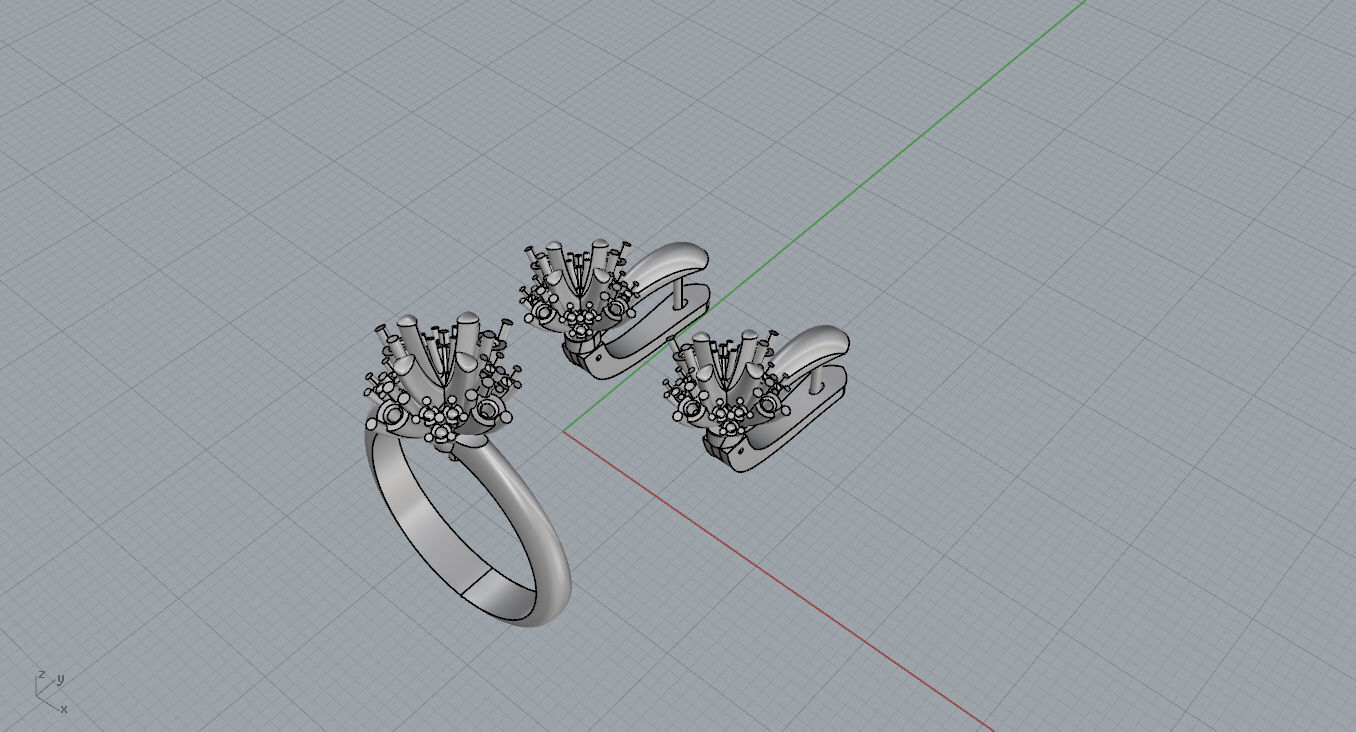 Ring and Earrings  3D print model_11