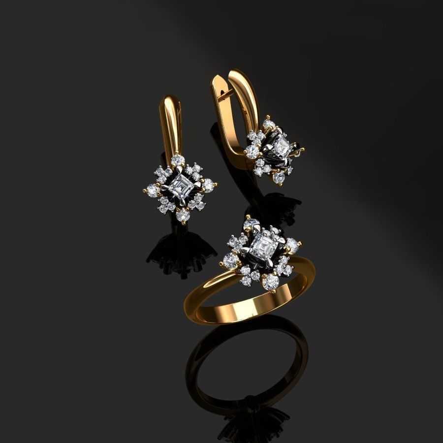 Ring and Earrings  3D print model_1