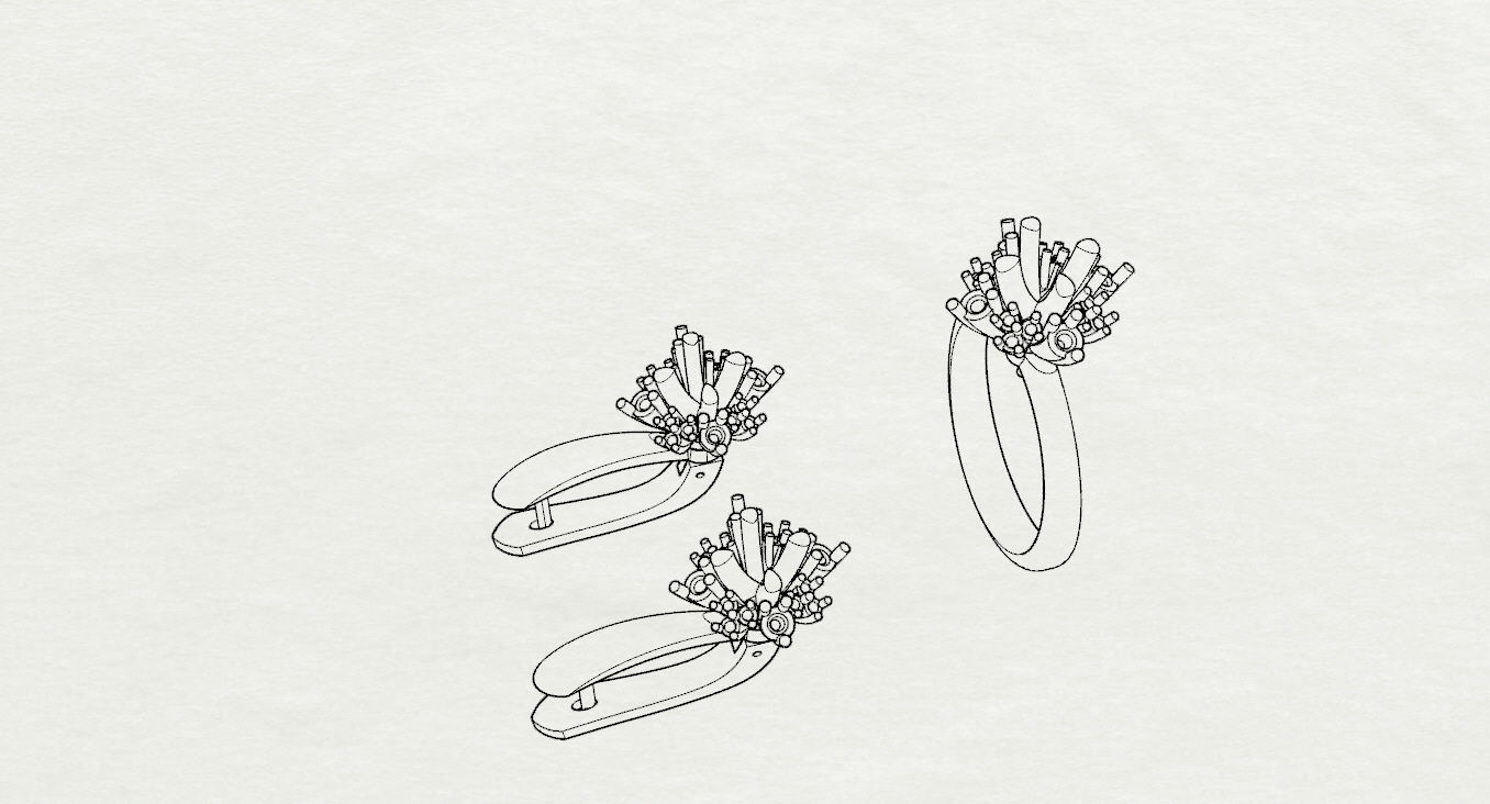 Ring and Earrings  3D print model_20