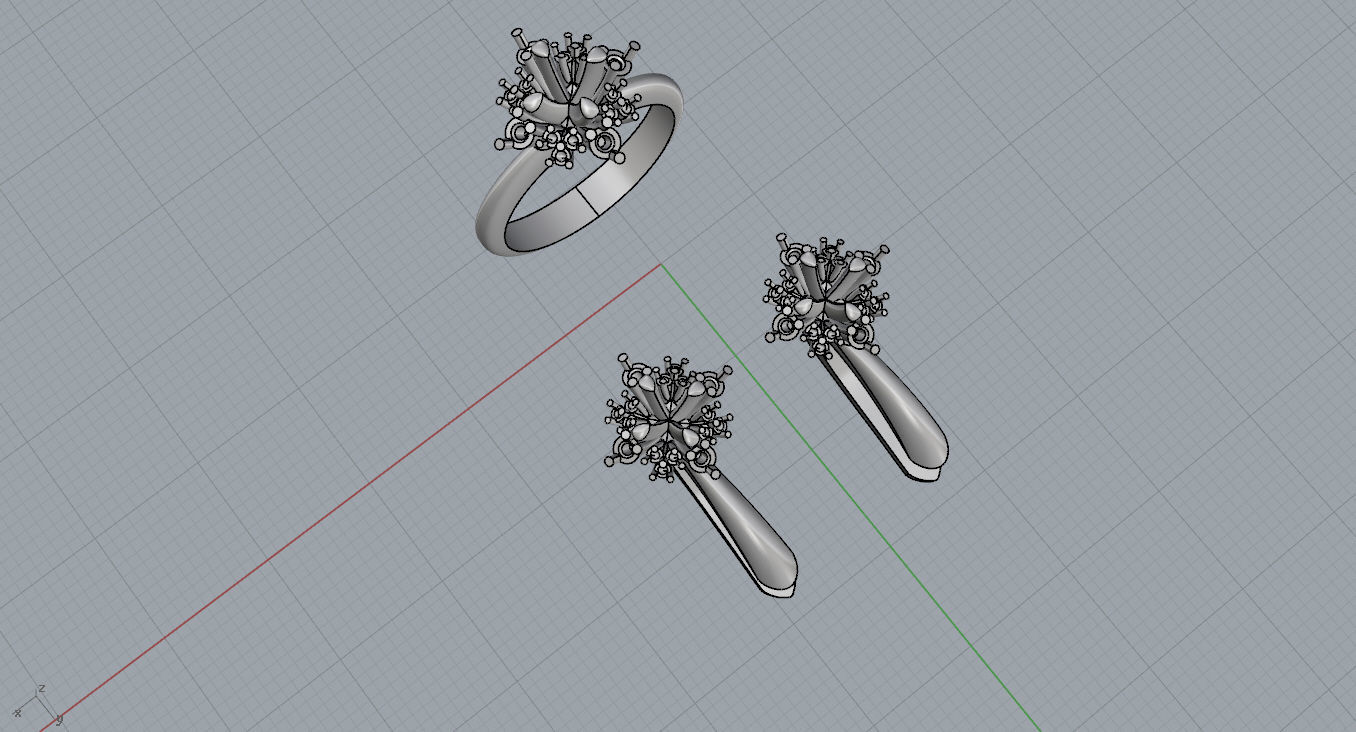 Ring and Earrings  3D print model_13