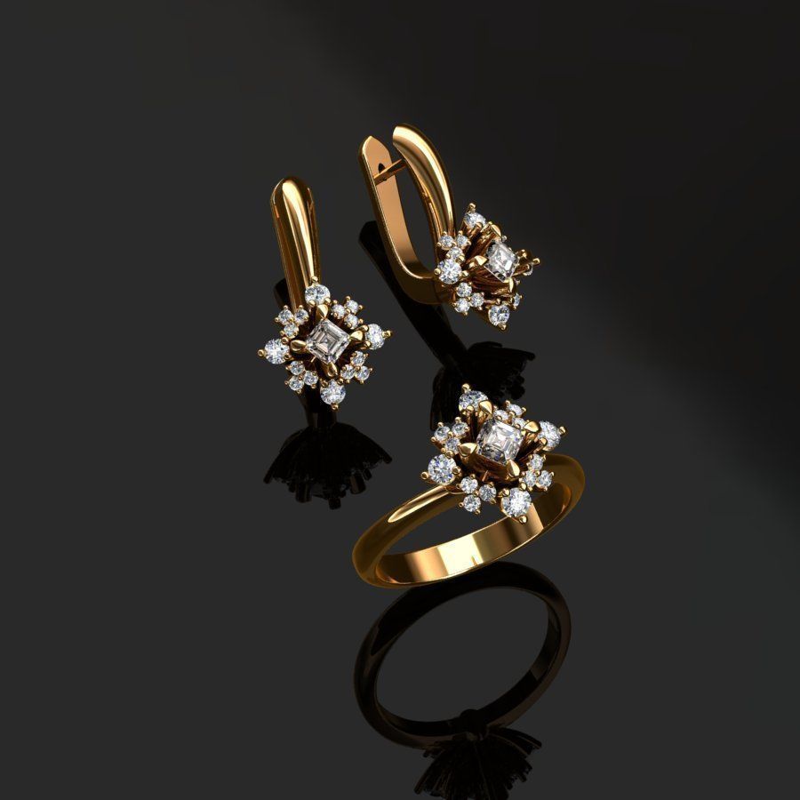 Ring and Earrings  3D print model_5