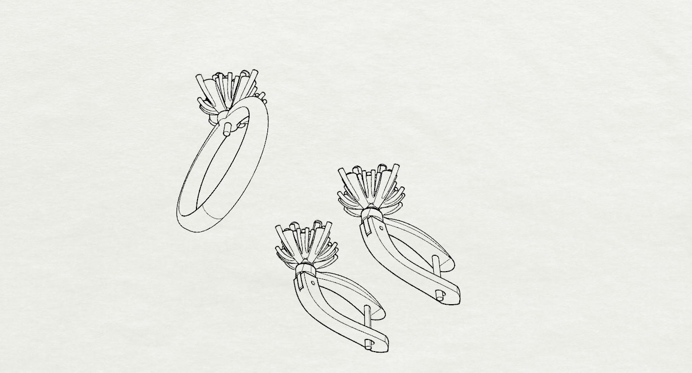 Ring and Earrings  3D print model_22