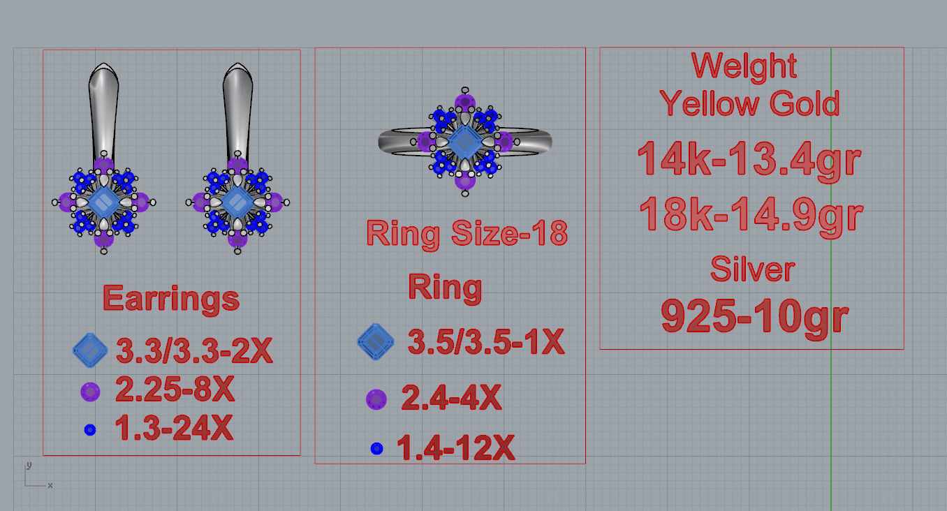 Ring and Earrings  3D print model_9