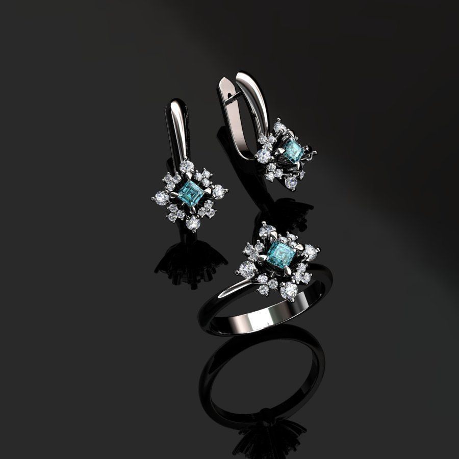 Ring and Earrings  3D print model_2