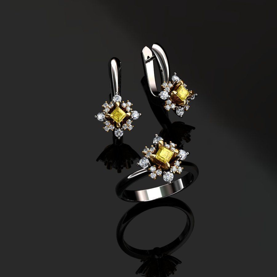 Ring and Earrings  3D print model_8