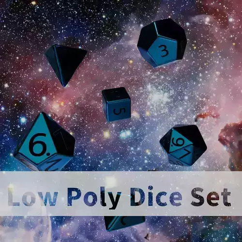 Blue Metal Dice Set Low-poly 3D model