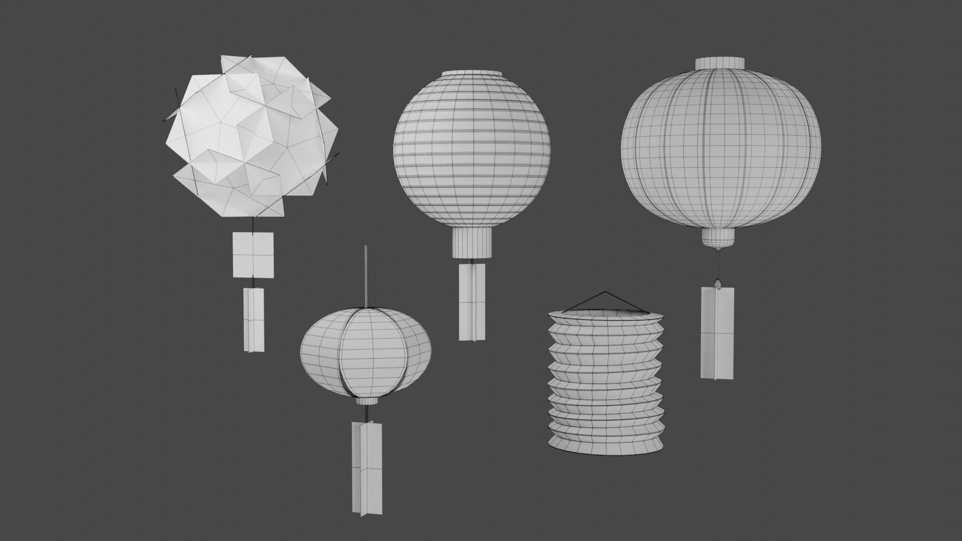 Chinese Lantern Low-poly 3D model_1