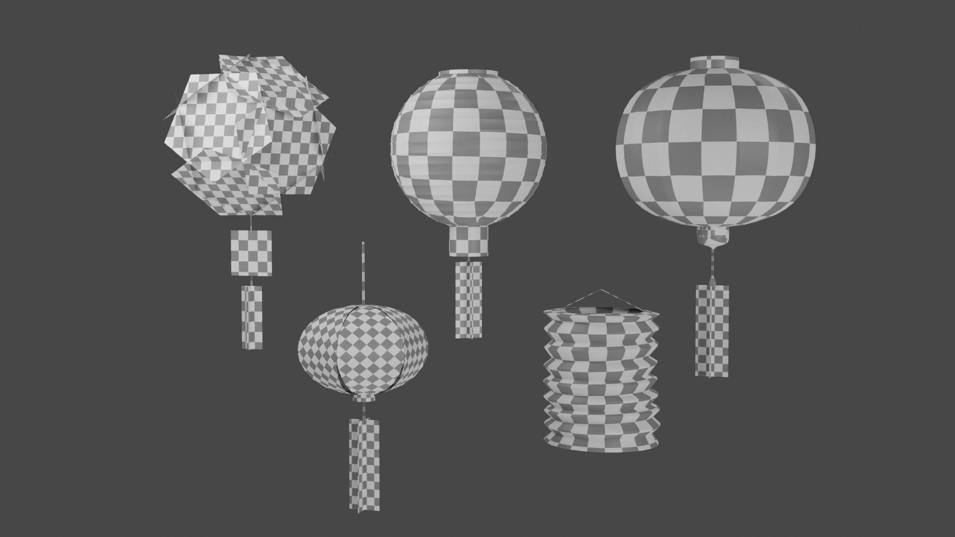 Chinese Lantern Low-poly 3D model_2