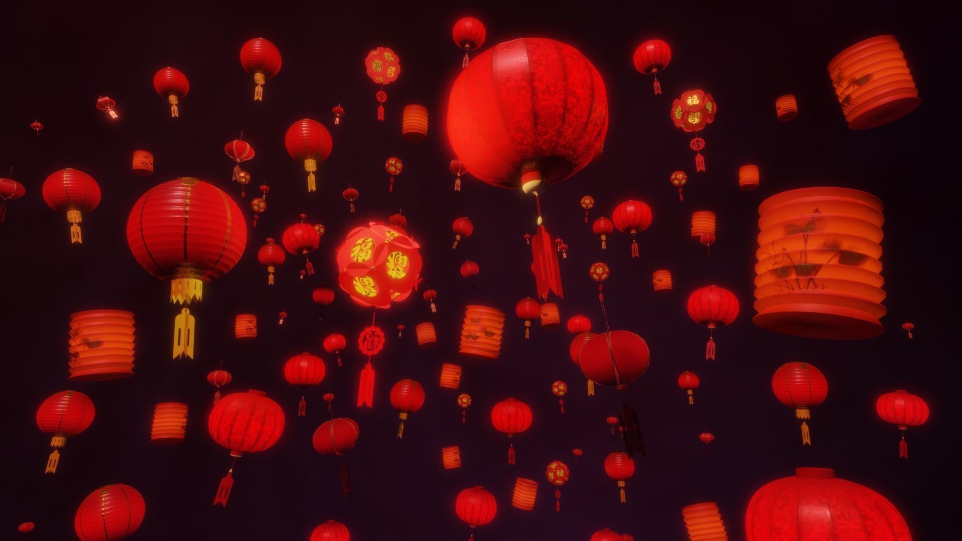 Chinese Lantern Low-poly 3D model_18