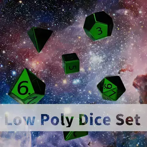 Green Metal Dice Set Low-poly 3D model