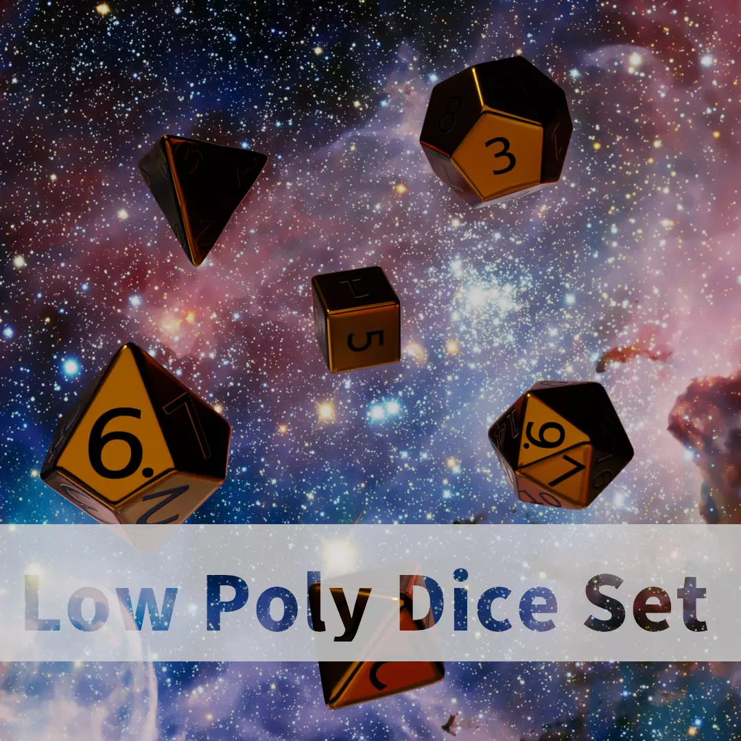 Orange Metal Dice Set Low-poly 3D model_0