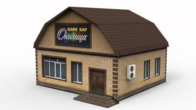Roadside cafe Low-poly 3D model