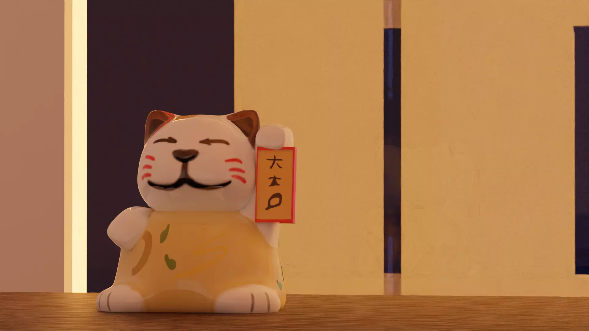 Ceramic Lucky Cat 3D model_0