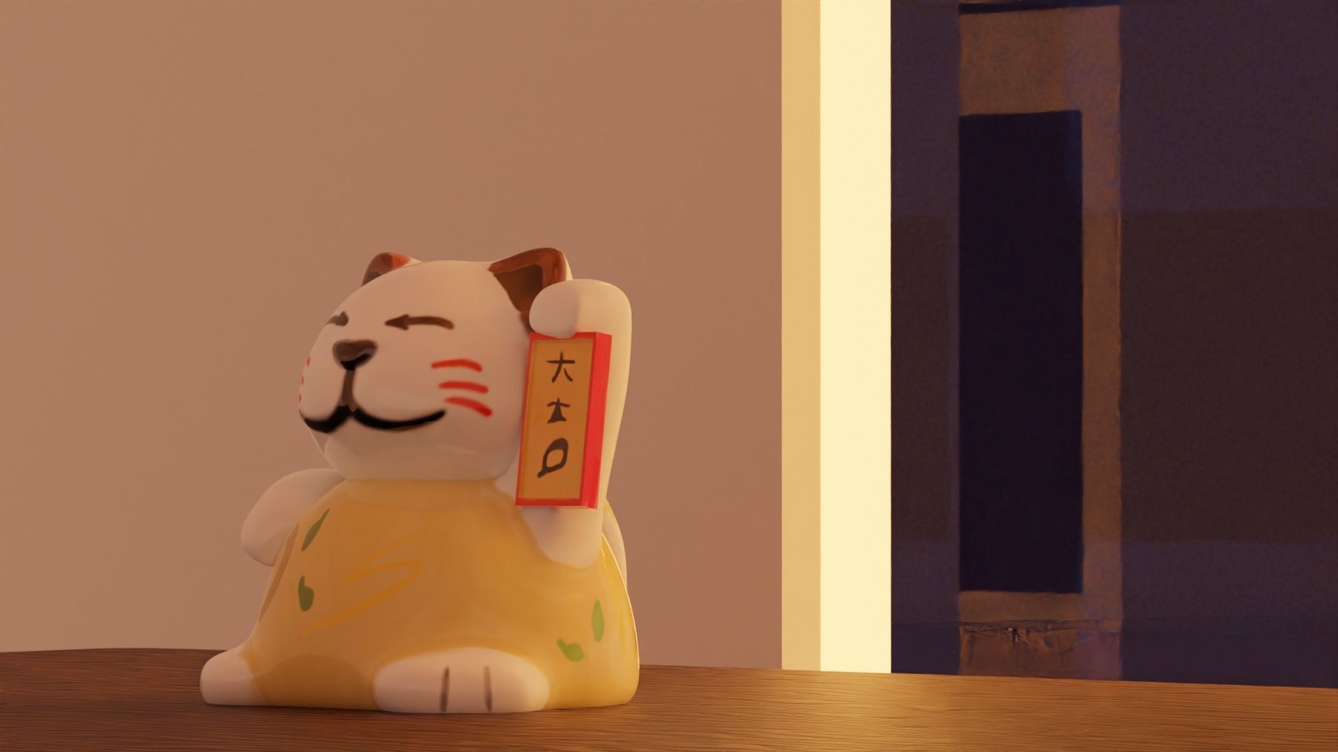 Ceramic Lucky Cat 3D model_2
