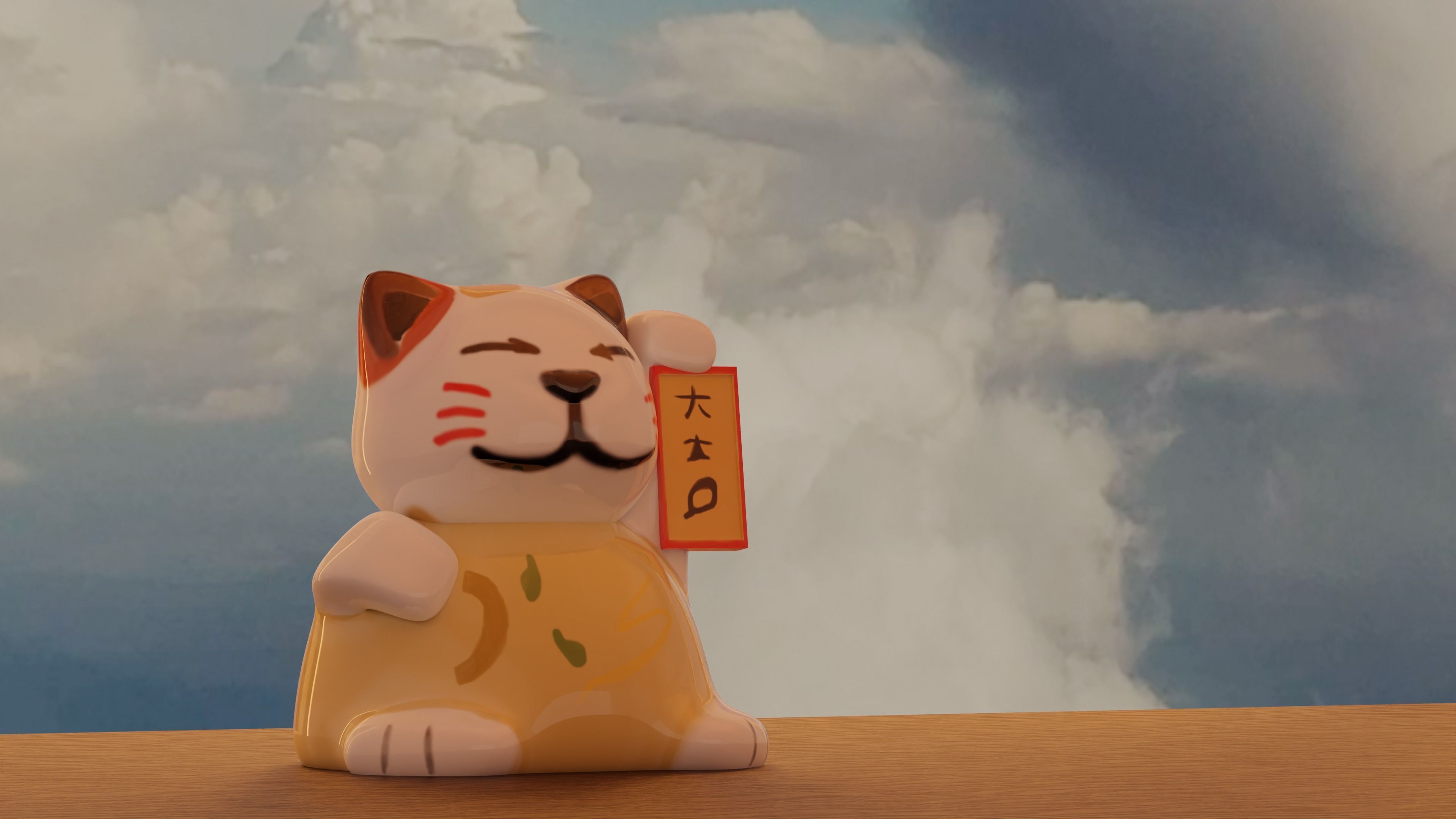 Ceramic Lucky Cat 3D model_4