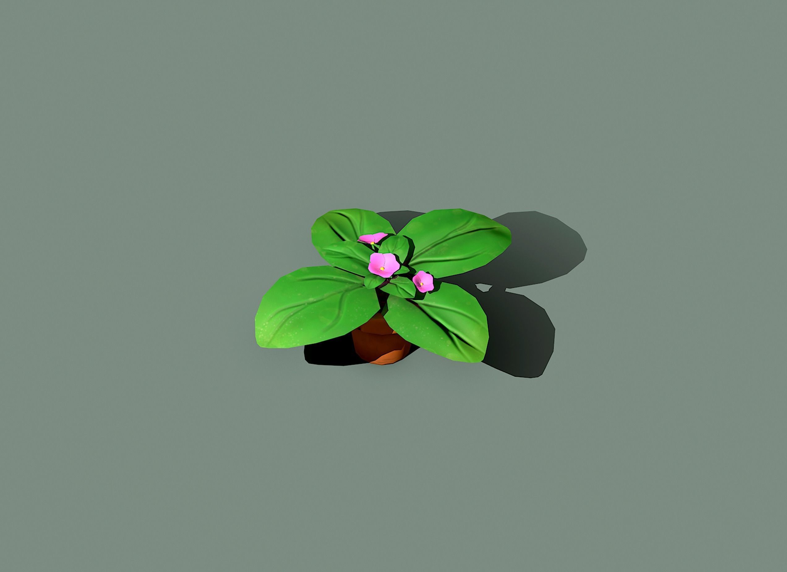 Flower plant in pot Free low-poly 3D model_2